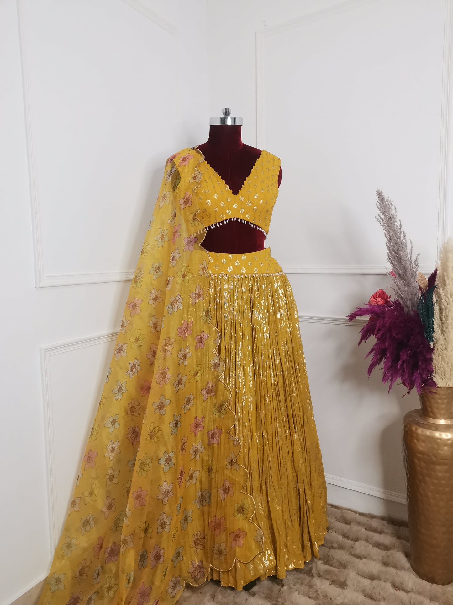 Yellow Sequins Lehenga