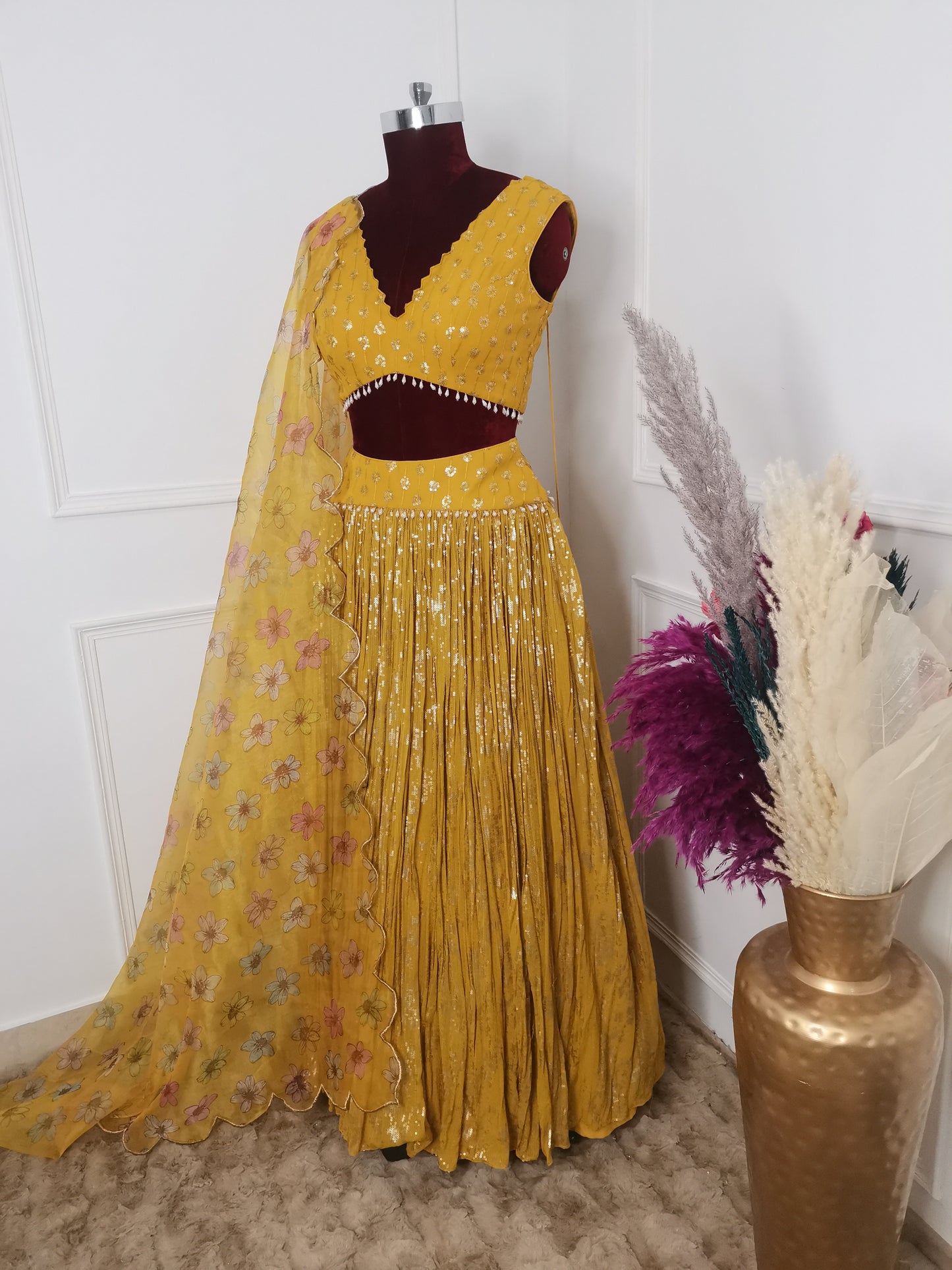 Yellow Sequins Lehenga