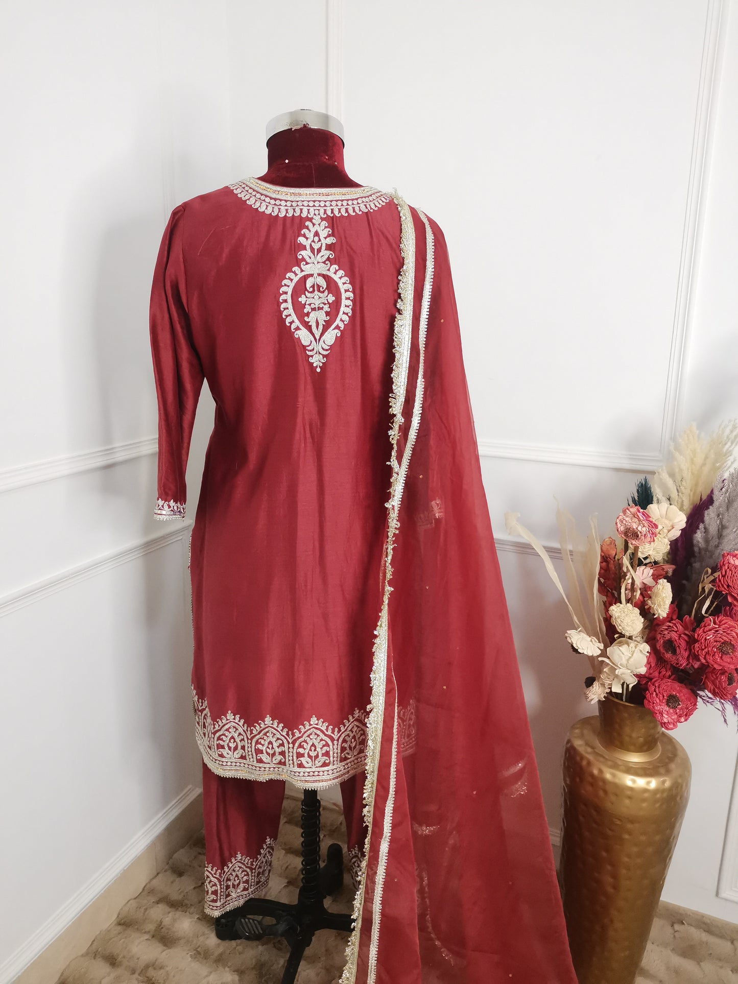 Chamak Brown Straight Suit
