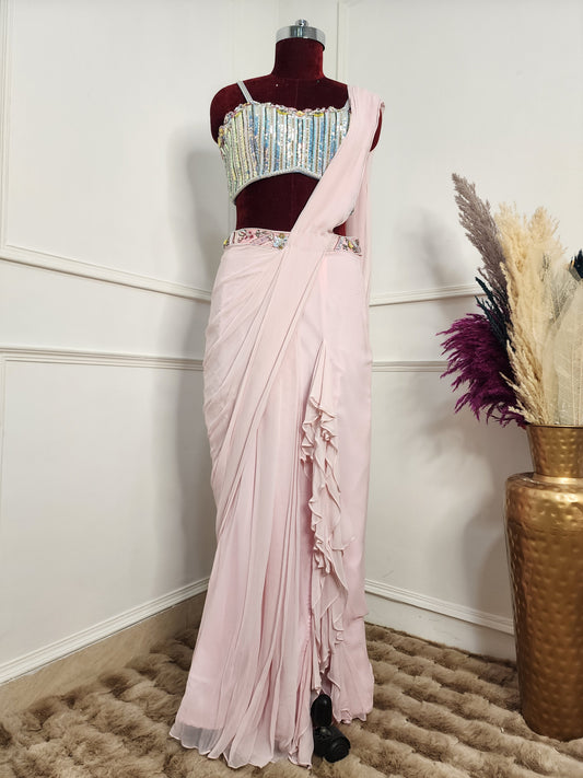 Eva Pink Drape Saree