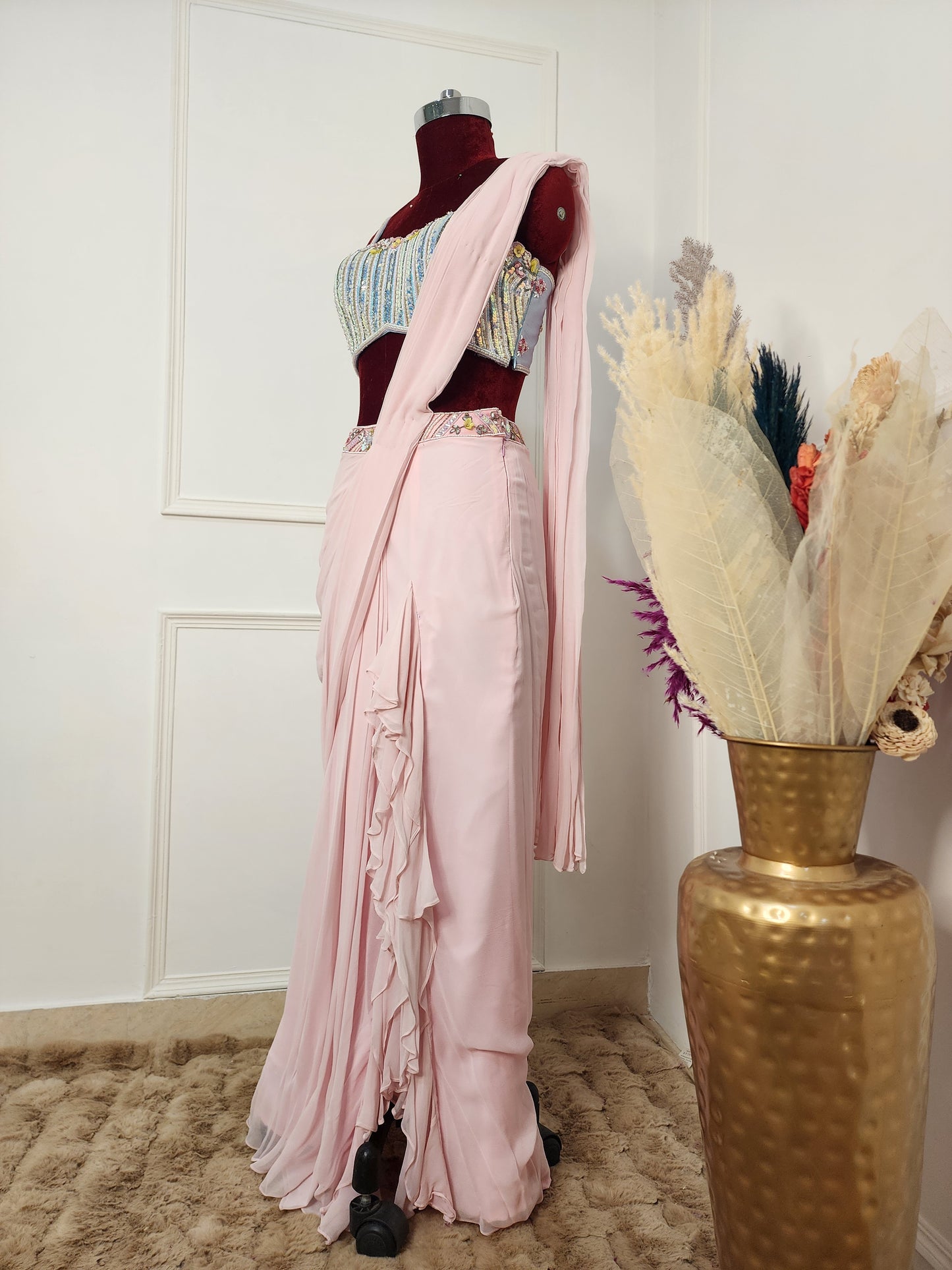 Eva Pink Drape Saree
