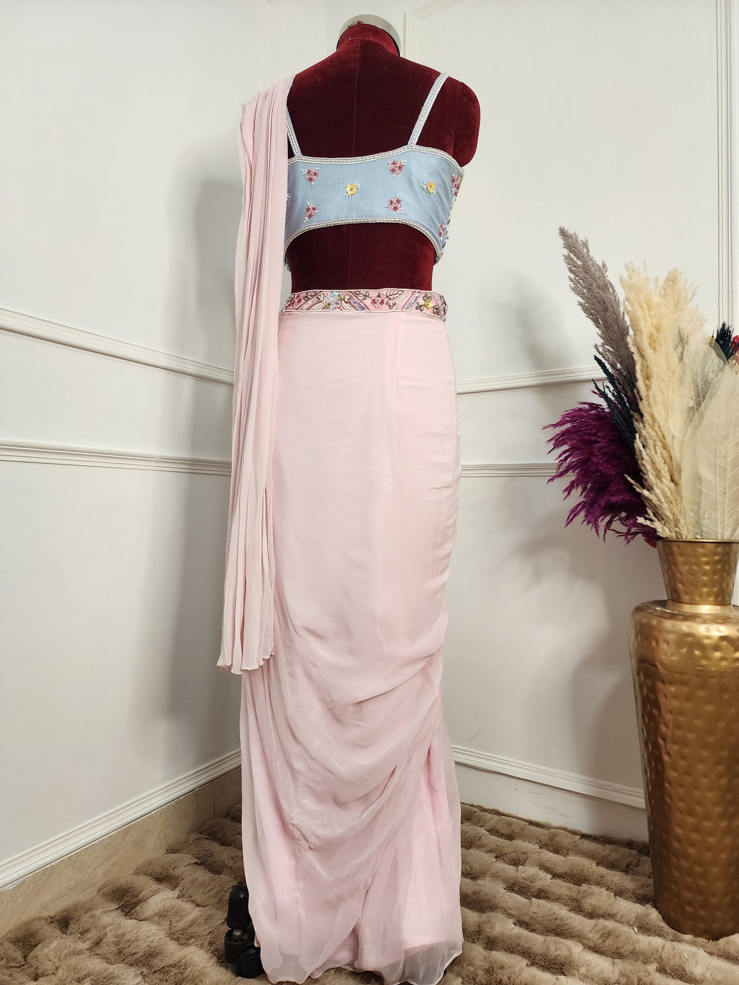 Eva Pink Drape Saree