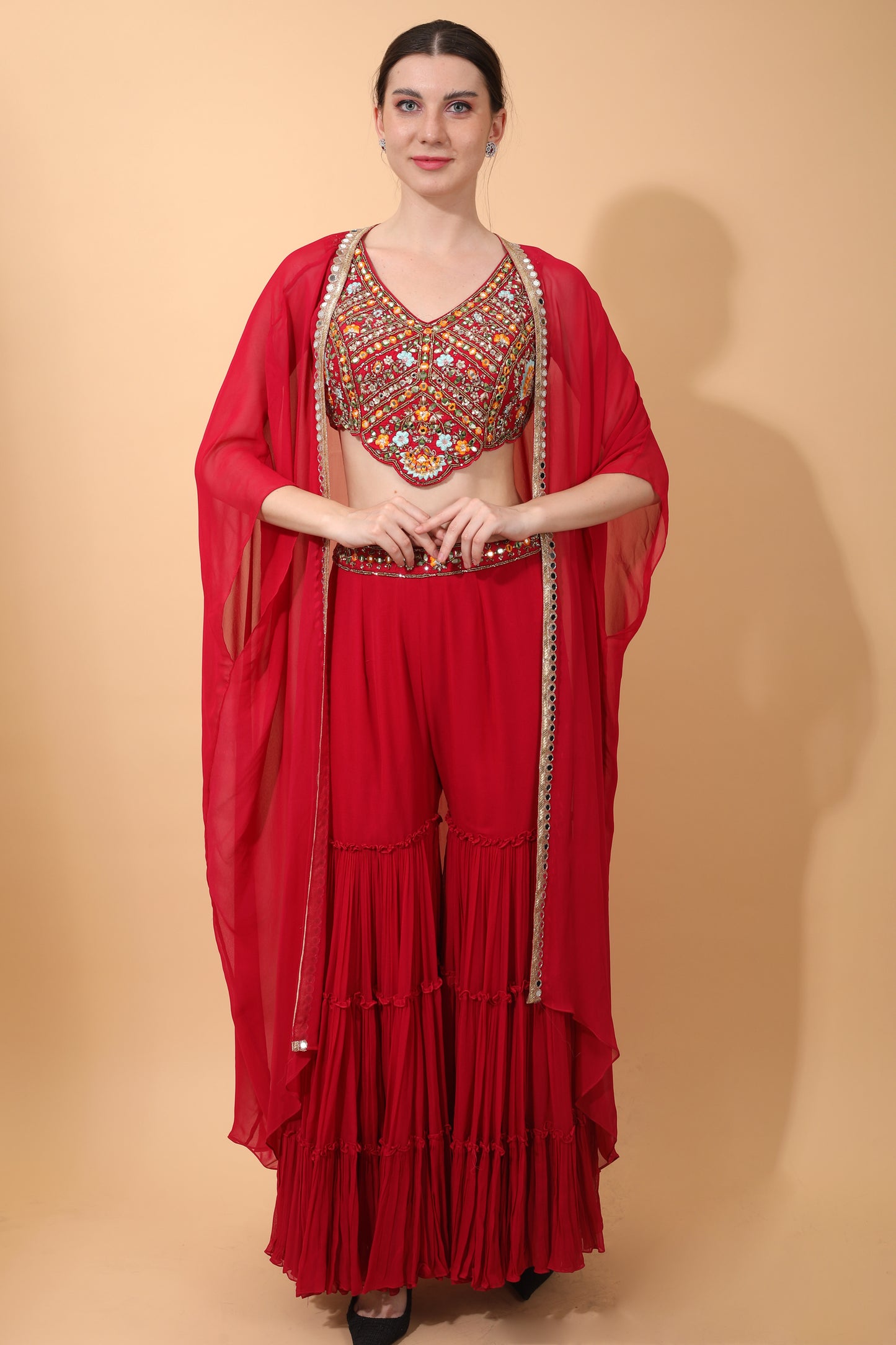 Anya Gharara Set With Cape