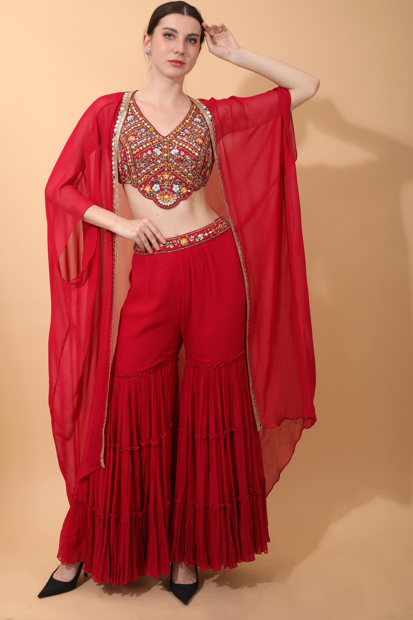 Anya Gharara Set With Cape