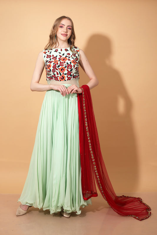 Tisha Sleeveless Embroidery Anarkali