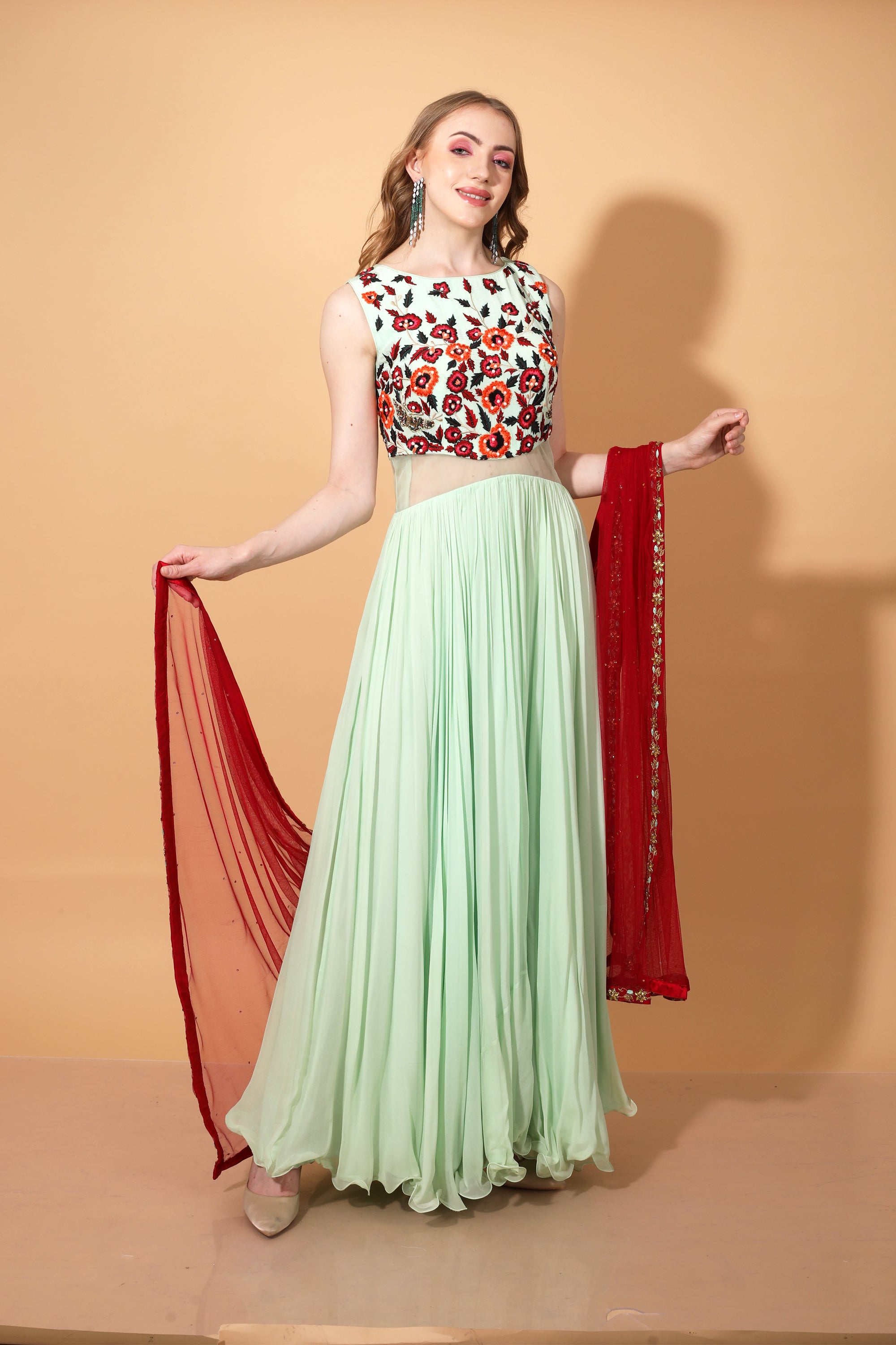 Tisha Sleeveless Embroidery Anarkali