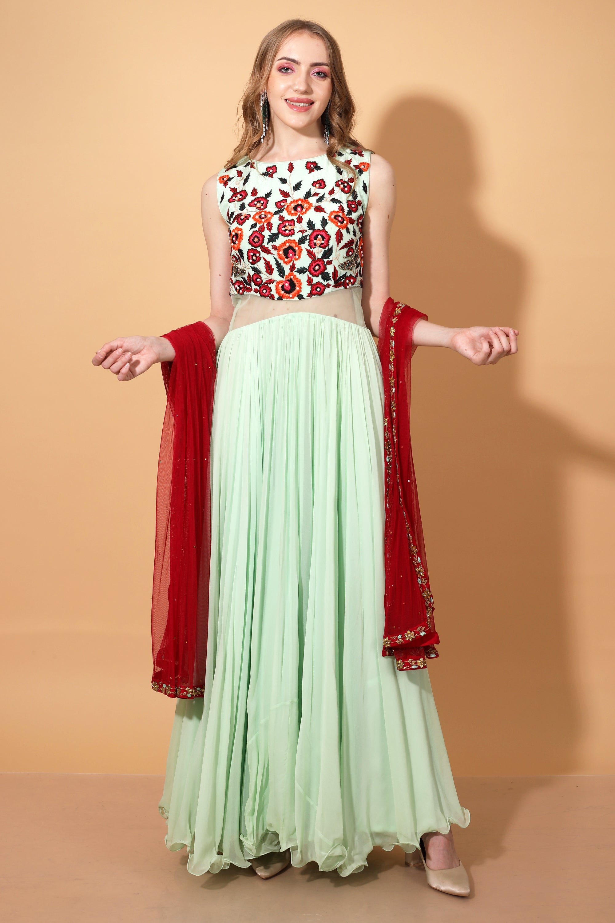 Tisha Sleeveless Embroidery Anarkali